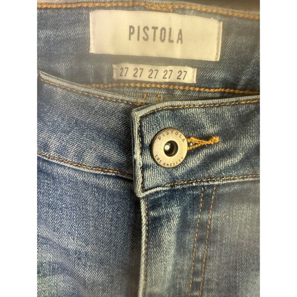 Pistola Mid Rise Skinny Distressed Stretch Ankle Jeans 27 Medium Wash Blue #3206 - Picture 7 of 13